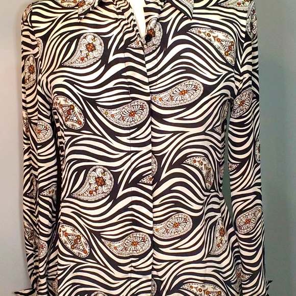 Color Fx Silk Zebra print blouse - Picture 1 of 5